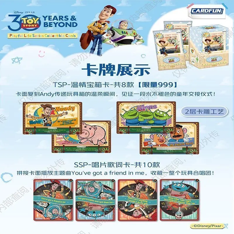 Disney Toy Story Collectible Cards 30th Anniversary Playful Life Series Trading Flash Cards Table Game Toys Birthday Gift