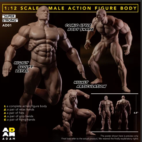 ADAM 1/12 Super Poseable Comic Strong Male Body AD01 Second Edition Toy Model Collectible Gift