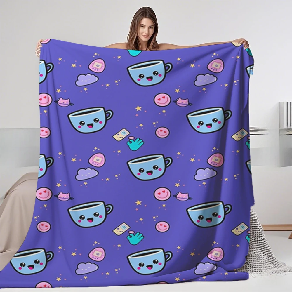 

Cozy Flannel Bed Blanket Kawaii Seamless Pattern T Minimalist Coverlet Double-sided Throw Featuring Lightweight Ultra-soft Touch