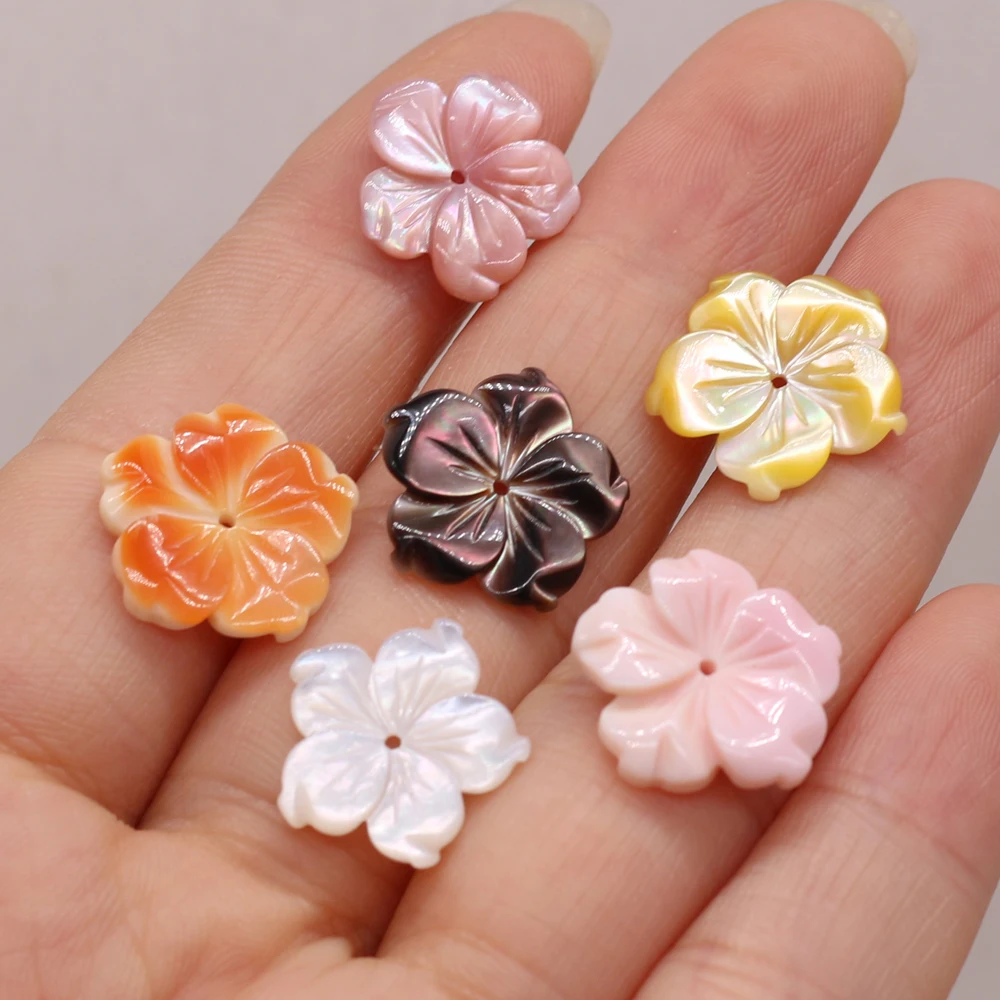 10PCS Random Natural Shell Pendant Five Petal Flower Shape 15x15mm DIY for Jewelry Making End Beads Necklaces Accessories Gift