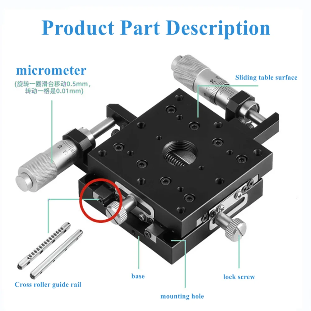 LY60-L LY60-C LY60-R XY Axis 60*60mm Manual Displacement Platform Cross Rail Linear Stage Sliding Table Trimming Station