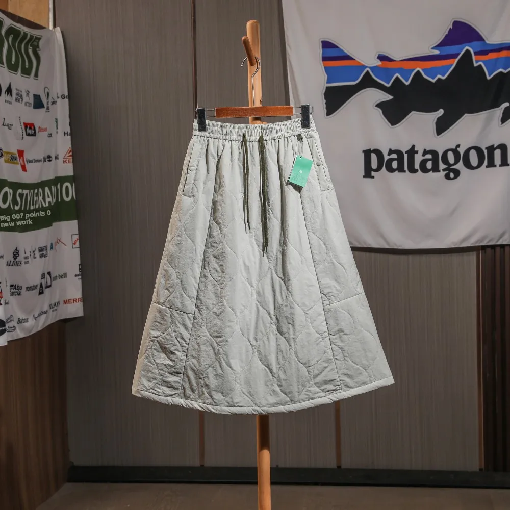 Women's Winter Outdoor Mountain Series Thickened Windproof Warm Mid-Length Versatile Half Skirt A-Line Cotton Lined Casual