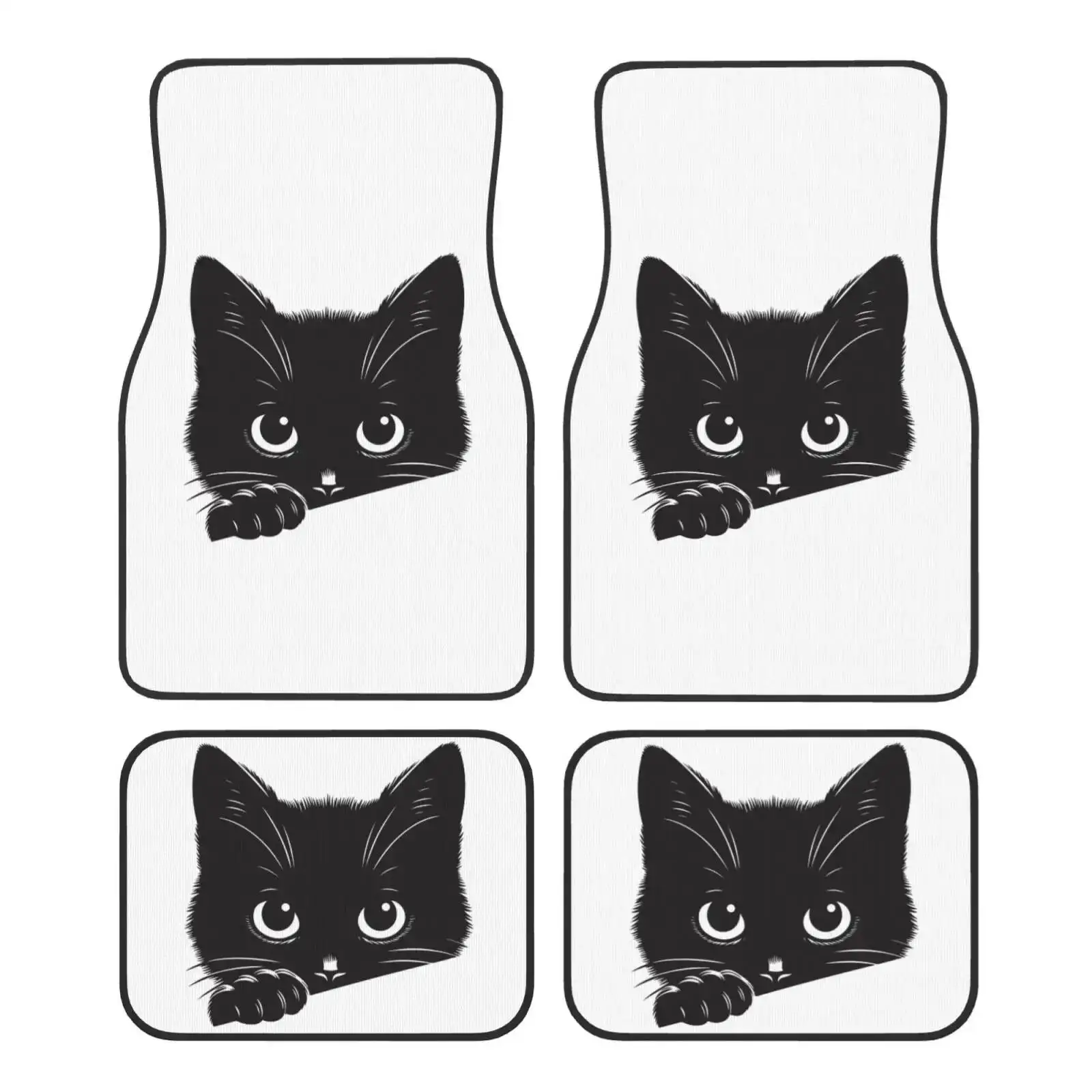 

Retro Cartoon Cat Print 4-piece Car Floor Mat Suitable for All Car Interiors Men's and Women's Universal Car Floor Mats