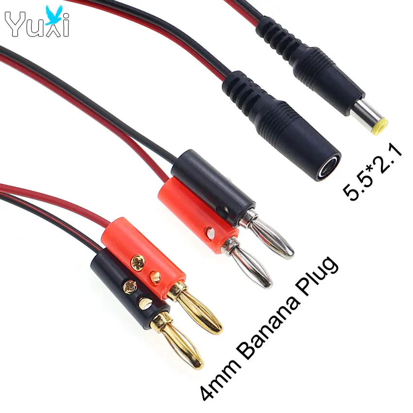 YuXi DC 5,5*2,1mm Stecker auf 4MM Bananenstecker Kabel DC-Stromadapter Verbindungskabel Laternenstecker Stromtestkabel