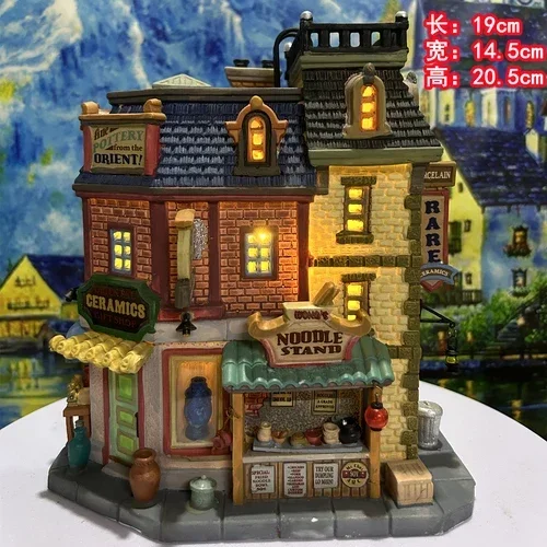 Magasin de Céramiques Orientales & Stand de Nouilles de Wong - Maquette de Village Miniature - Maiso