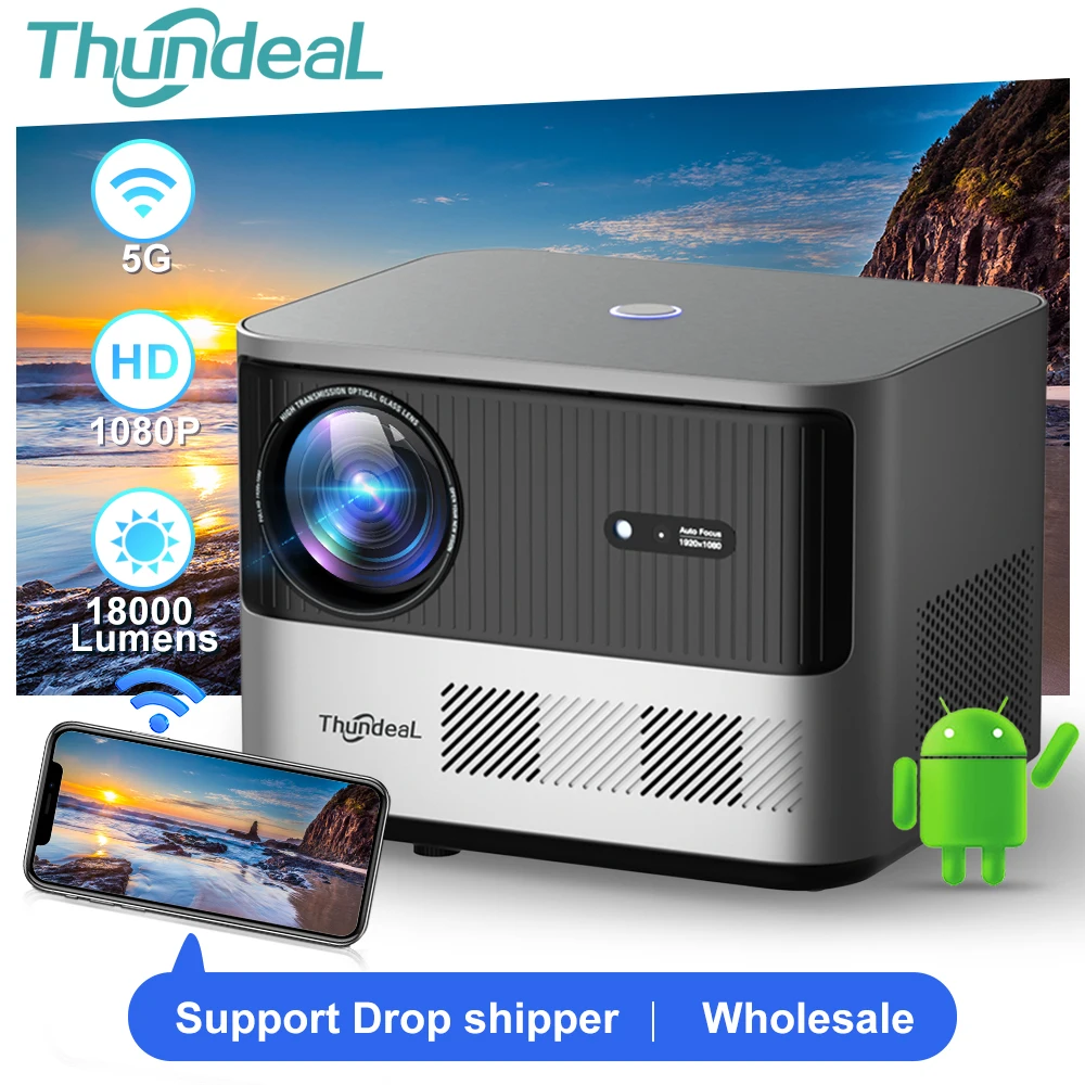 

Support Dropshipper Wholesale ThundeaL Projector TDA6W FHD 1080P WIFI TV Video Android Projetor TDA6 Home Theater Portable Beam