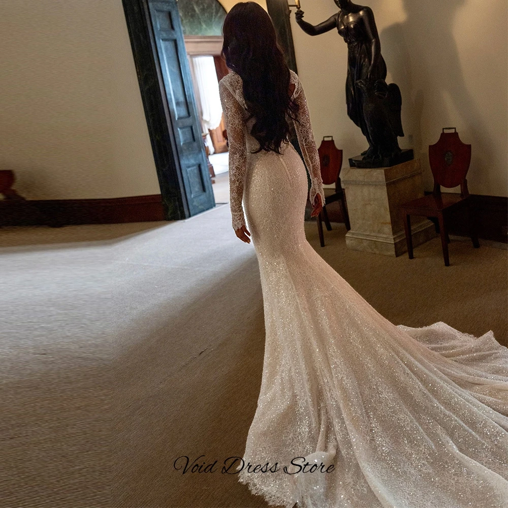 Temperament Long Sleeves O-Neck Customized Bridal Gowns Classic Appliques Lace Vestido De Novia Dreamy Mermaid Robe de mariée image 2