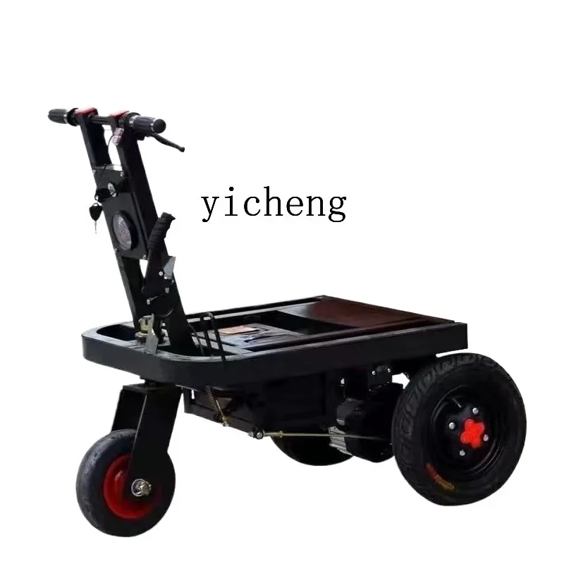 TQH Farm Electric Stainless Steel White Steel Trolley Cattle Farm Pig Farm Chicken Pull Manure Handling Feed Three-wheel