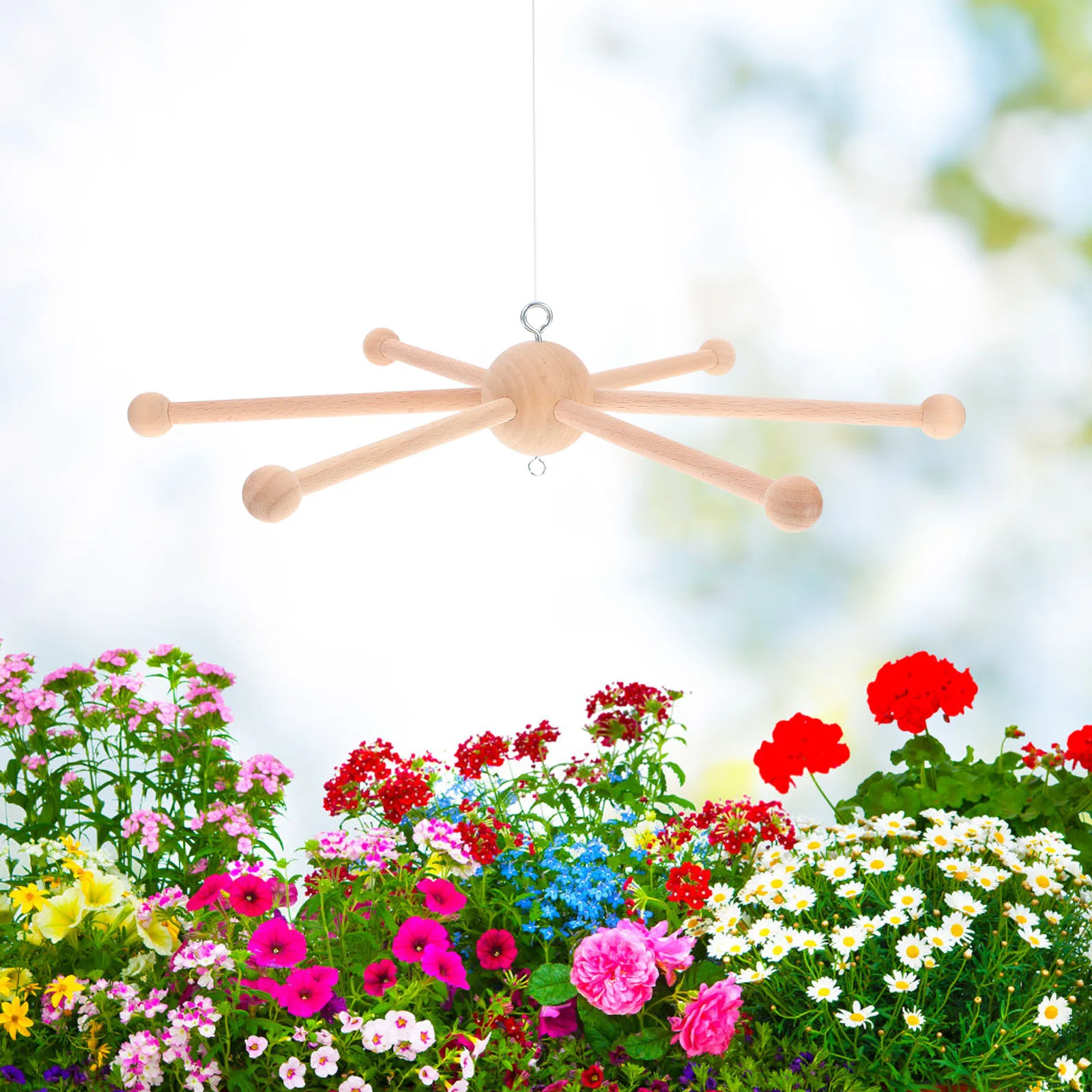 

Wooden Mobile Frame Ball Shape Six Legs Wind Chime DIY Base Accessories Tools Parts Supplies Garden Yard Home Decor