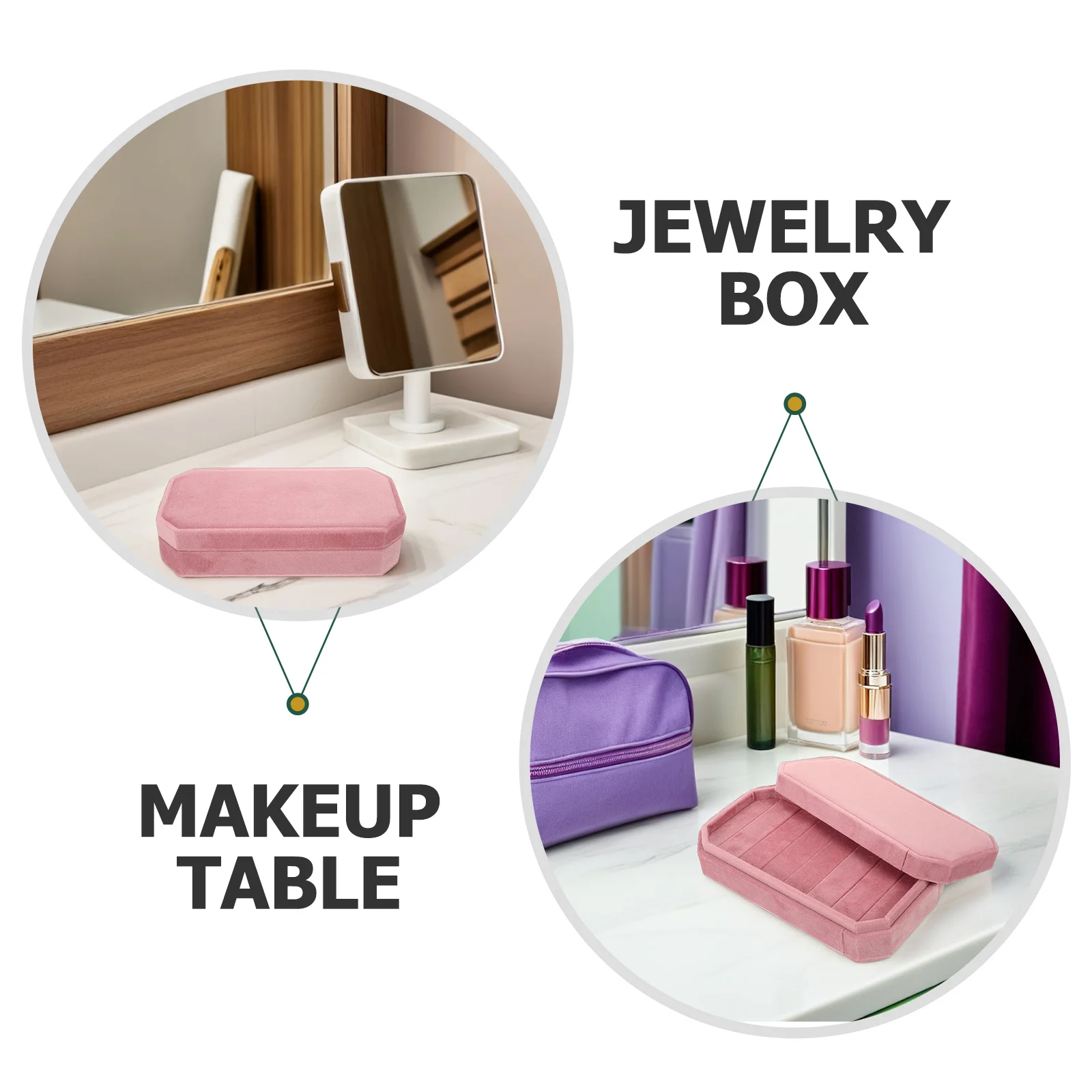 Pink Jewelry Storage Box Octagon Ring Earring Organizer Travel Compact Case Women Small Jewelry Holder Dustproof
