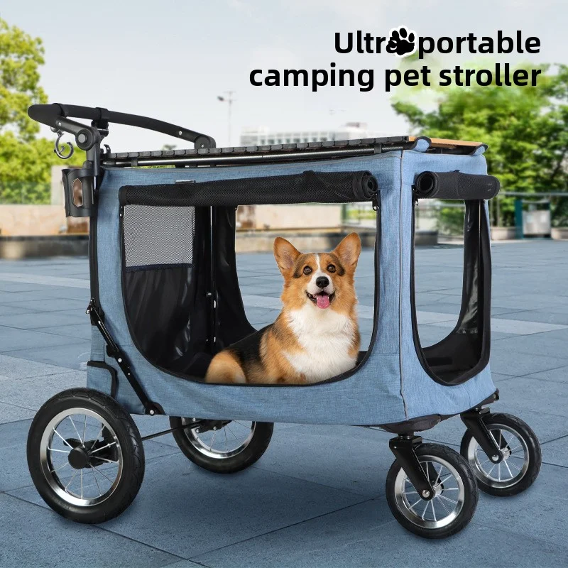 Outdoor Camping Show - Foldable Dog Trolley Stroller with Dining