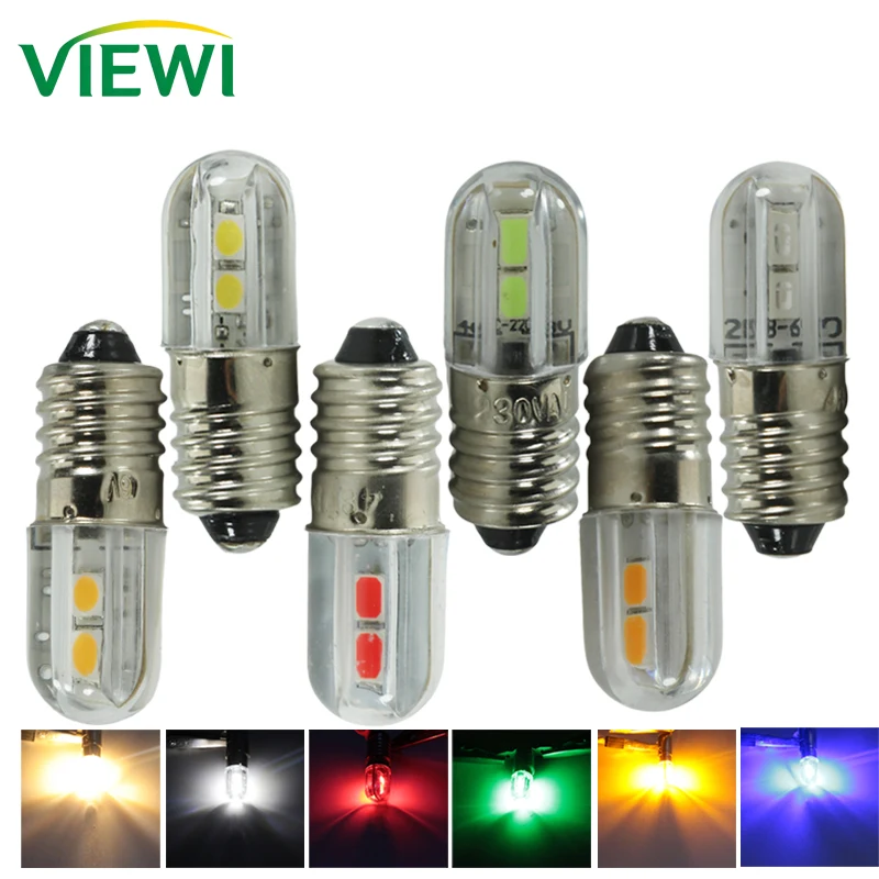 4pcs Lampen E10 Led Interior Bulb 6v 12v 24v 220v Mini Colorful 1W Auto Indicator Warning Light Signal Energy Saving Lamp 6 Volt