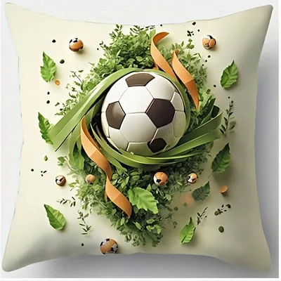 1 Piece Football Theme Decorative Pillow Cover, for Sofa, Office & All Rooms, Cushion Cover Only (No Insert)
