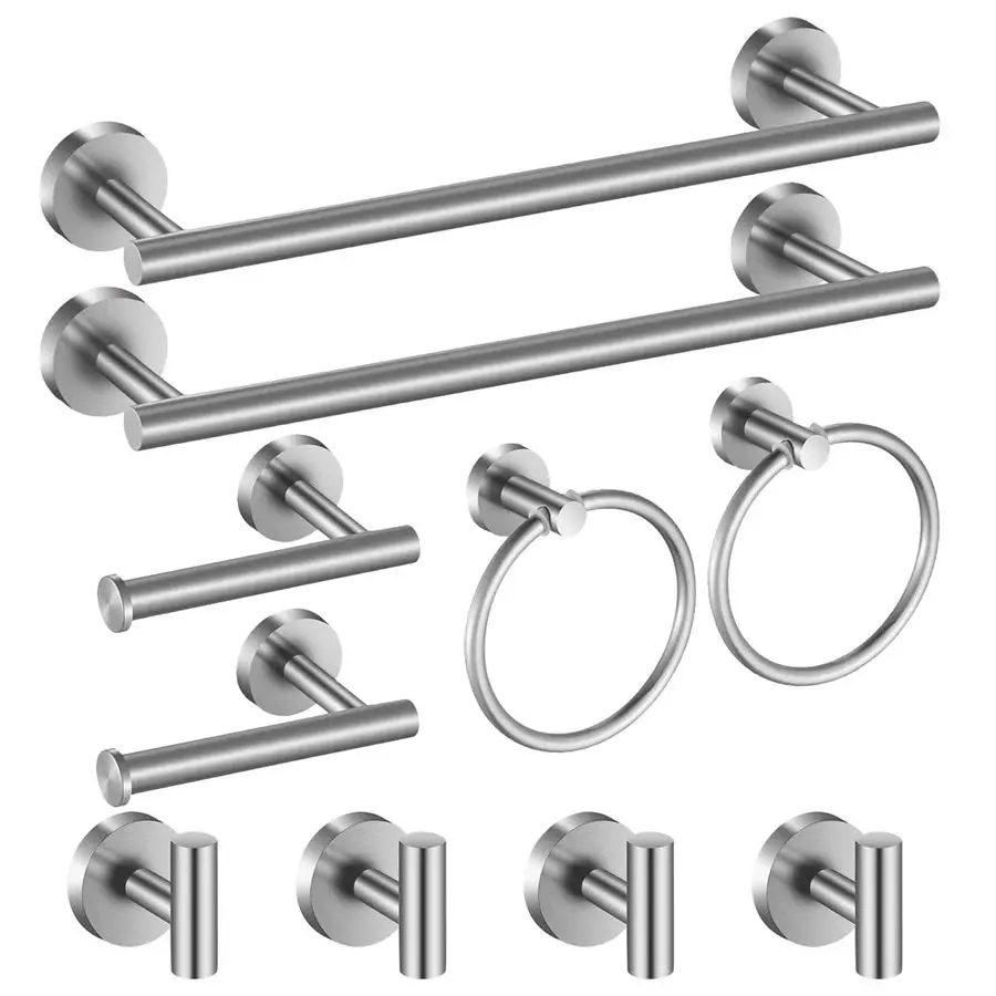 

Hardware Set 10 Pieces, Stainless Steel Towel Bar Set Includes 16 inch Towel Bar, Towel Hook, Towel Ring Toilet Paper Holder