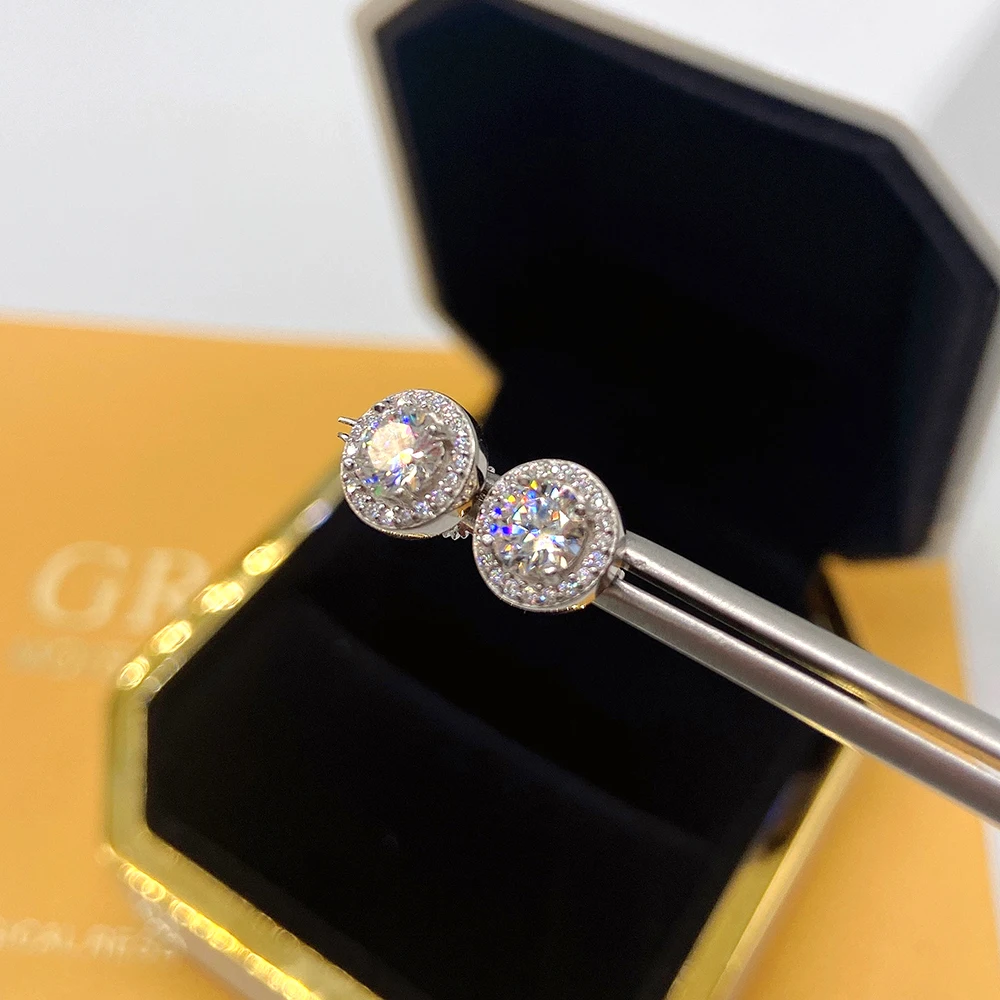 Imagem -06 - Moissanite Diamante Brincos para Mulher Verdadeiro Diamante S925 Prata Orelha Studs Masculino High-end Jóias Pass Tester mm