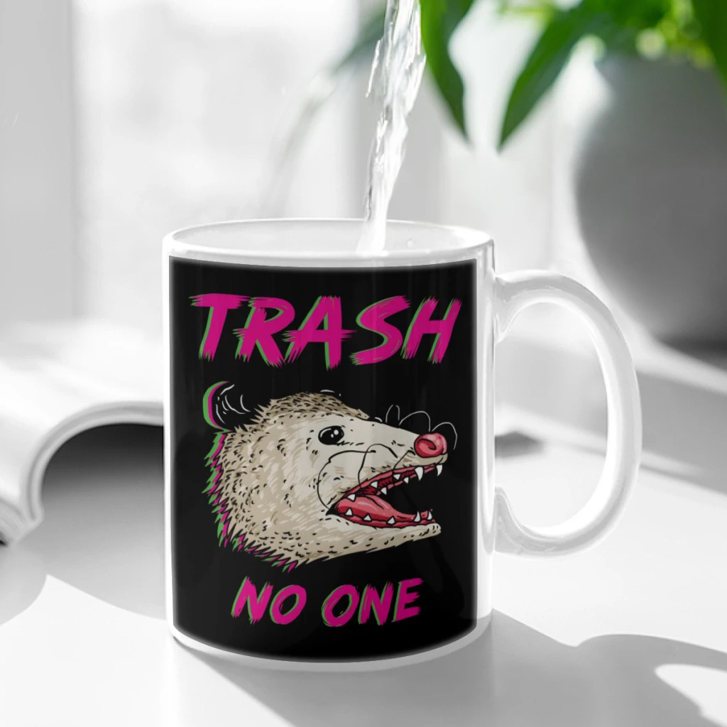 

Trash no one opossum Ceramic Cup Coffee Oatmeal Breakfast Cup Creative Personality Mug