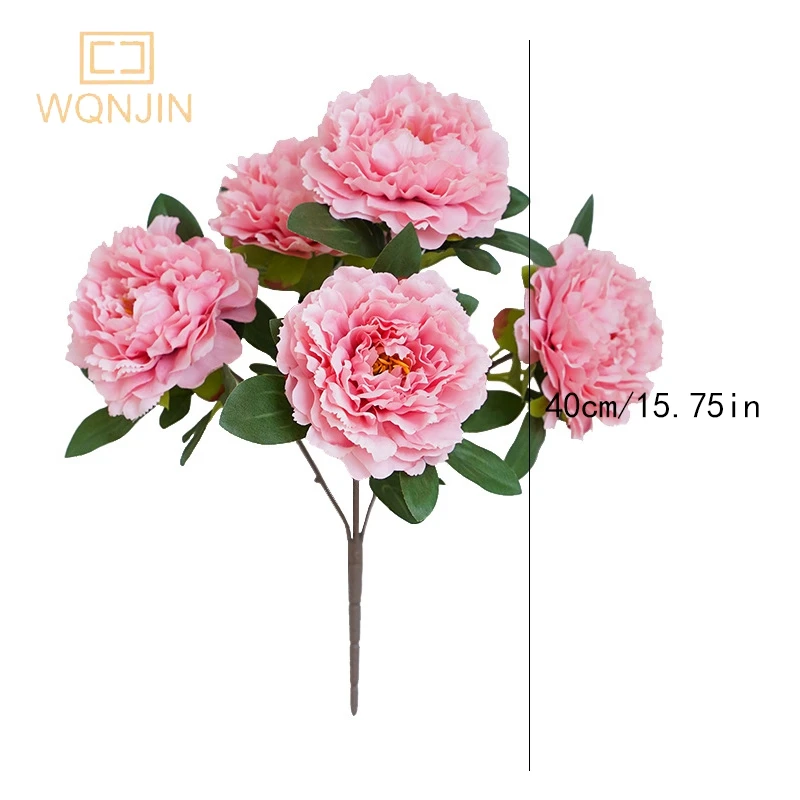 5 Köpfe große rote Seide künstliche Pfingstrose Blumenstrauß Blumen Dekoration Hochzeit Zuhause Tisch große gefälschte Blumen Valentinstag liefert – Detail 4