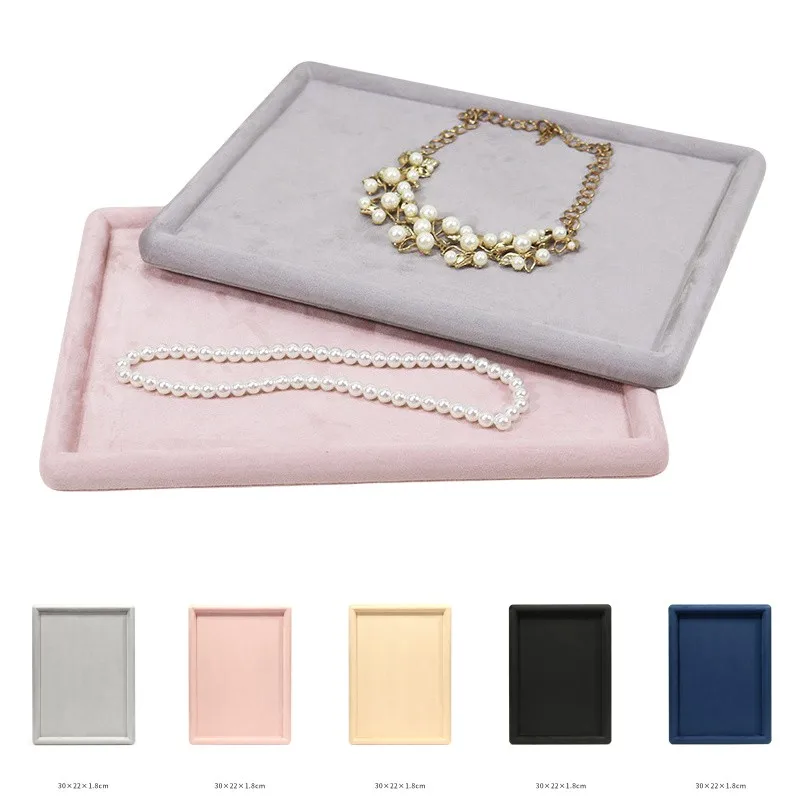 

Fashion Jewelry Tray Show Stand Shop Organizer Velvet Solid Color Jewelry Display Tray Necklace Glasses Watch Display Props
