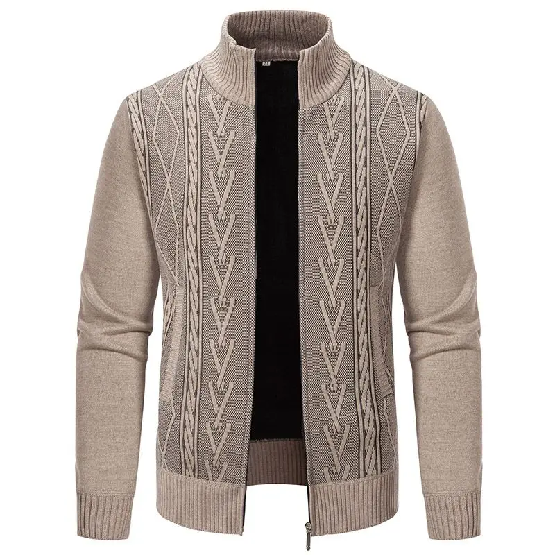Velvet Thickened Cardigan Jacket Sweater for Men Autumn and Winter Loose Knitted Tops