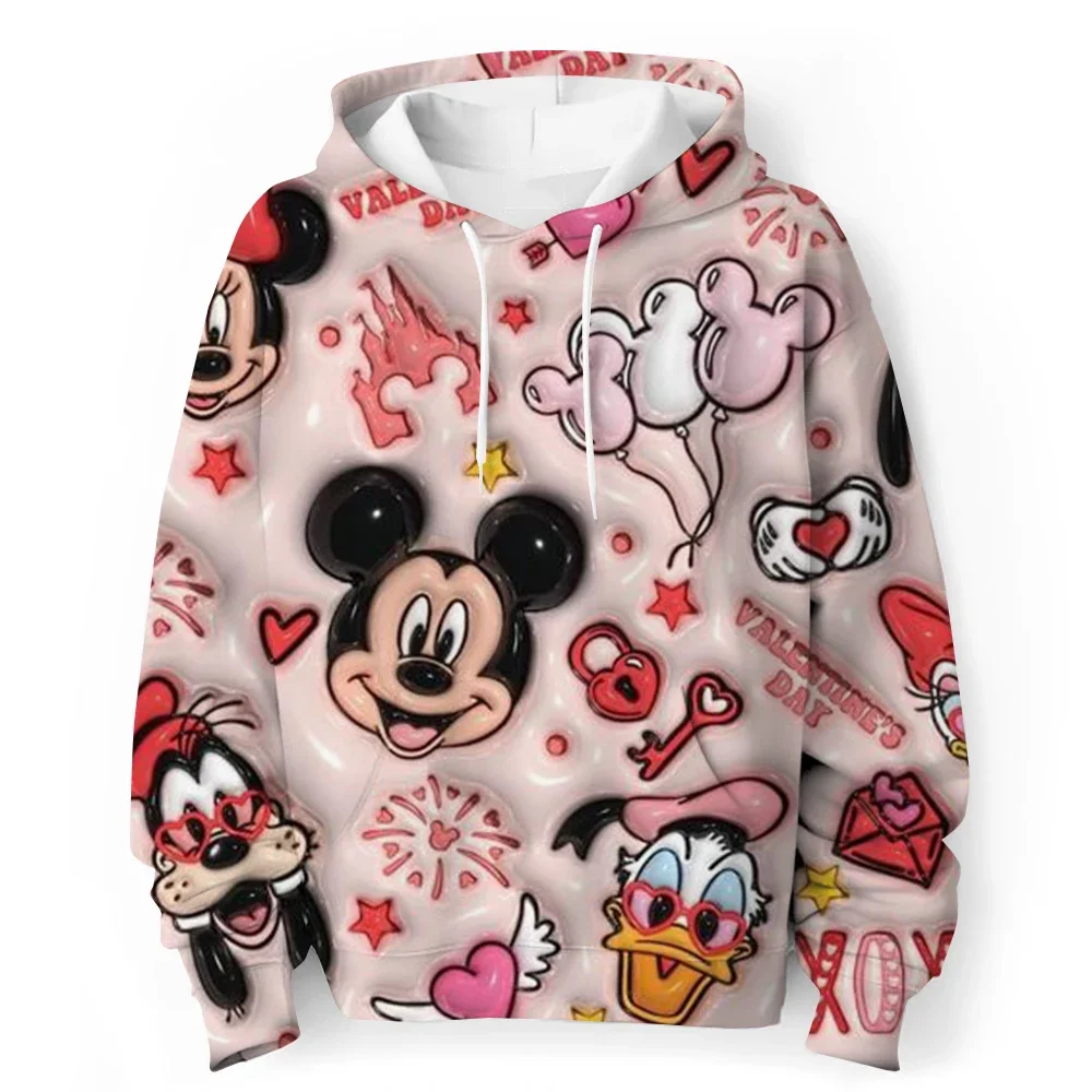 การ์ตูนตลกอะนิเมะ Mickey Minnie Disney Mouse พิมพ์ Hoodie ฤดูใบไม้ร่วงและฤดูหนาวผู้หญิง Hoodie แฟชั่นคู่เสื้อผ้า hoodie