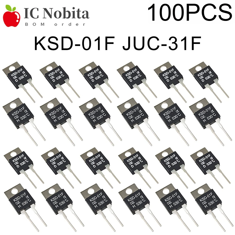 

100 шт. термовыключателей KSD-01F / термостатов JUC-31F (30, 35, 40, 50, 60, 65, 70, 80, 90 градусов), нормально открытые/закрытые (НО/НЗ)