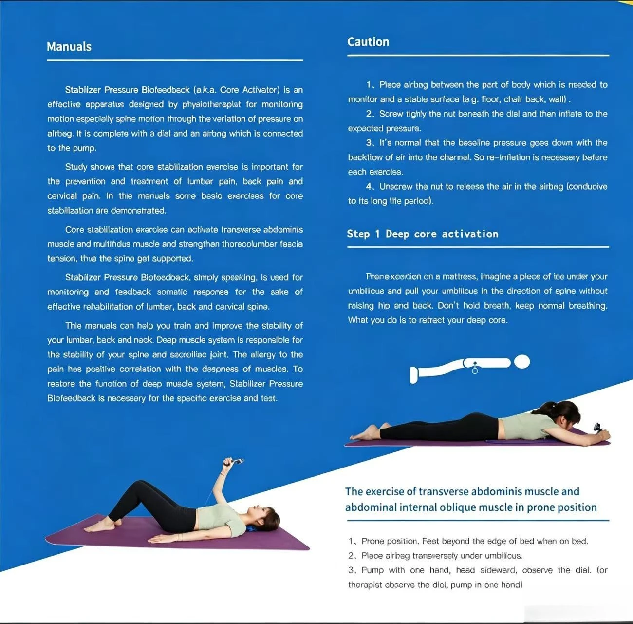 Biological Pressure Biofeedback Device Stabilizer Core Muscle Group Activation Function Recovery Training Air Gas Gauge