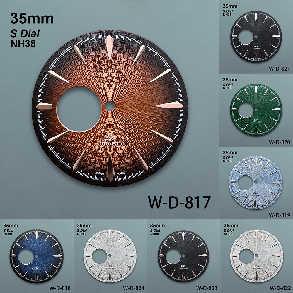 35mm S Logo Cocktail Hollow Dial Suitable For NH35/NH38/NH36 Movement Weave High Quality Dial Watch Accessories