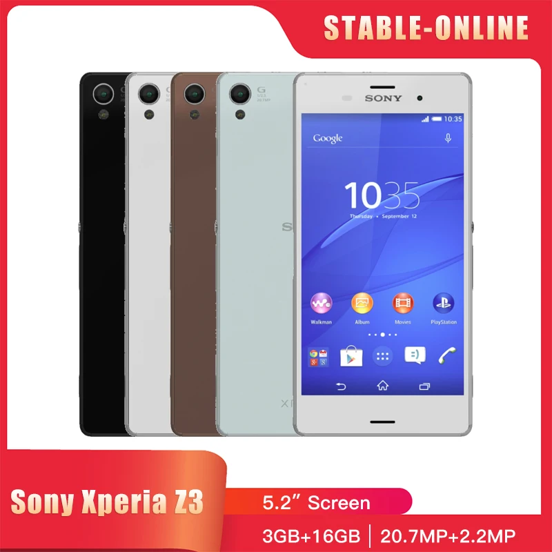 Sony Xperia Z3 D6603 4G Mobile Phone Japan Version 5.2'' 3GB+16GB 20.7MP Snapdragon 801 Quad-Core Android Original xperia z3