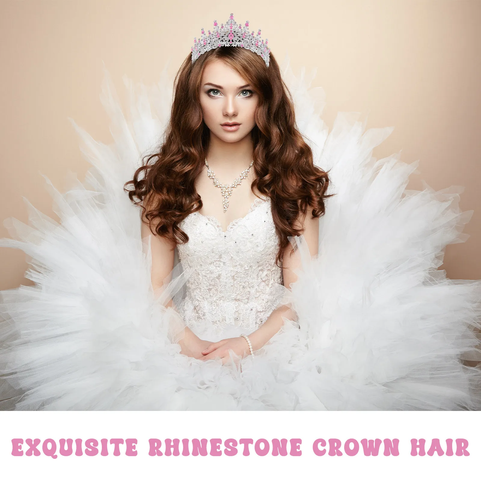 Rhinestone Crown Hairband Elegant Bridal Wedding Birthday Party Headpiece Tiara Queen Accessory Birthday Crowns for Women view 5