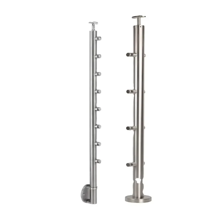 Custom Modern Glass Railings Handrails Mirror Polished Stainless Steel Columns 90 Degree Angle Glass Fixtures Mounting Plates