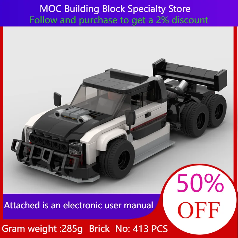 

Модель строительного блока автомобиля F550 413, детали MOC на заказ, шпилька 6x66, широкая версия, рождественский подарок для мальчиков, взрослых, детей