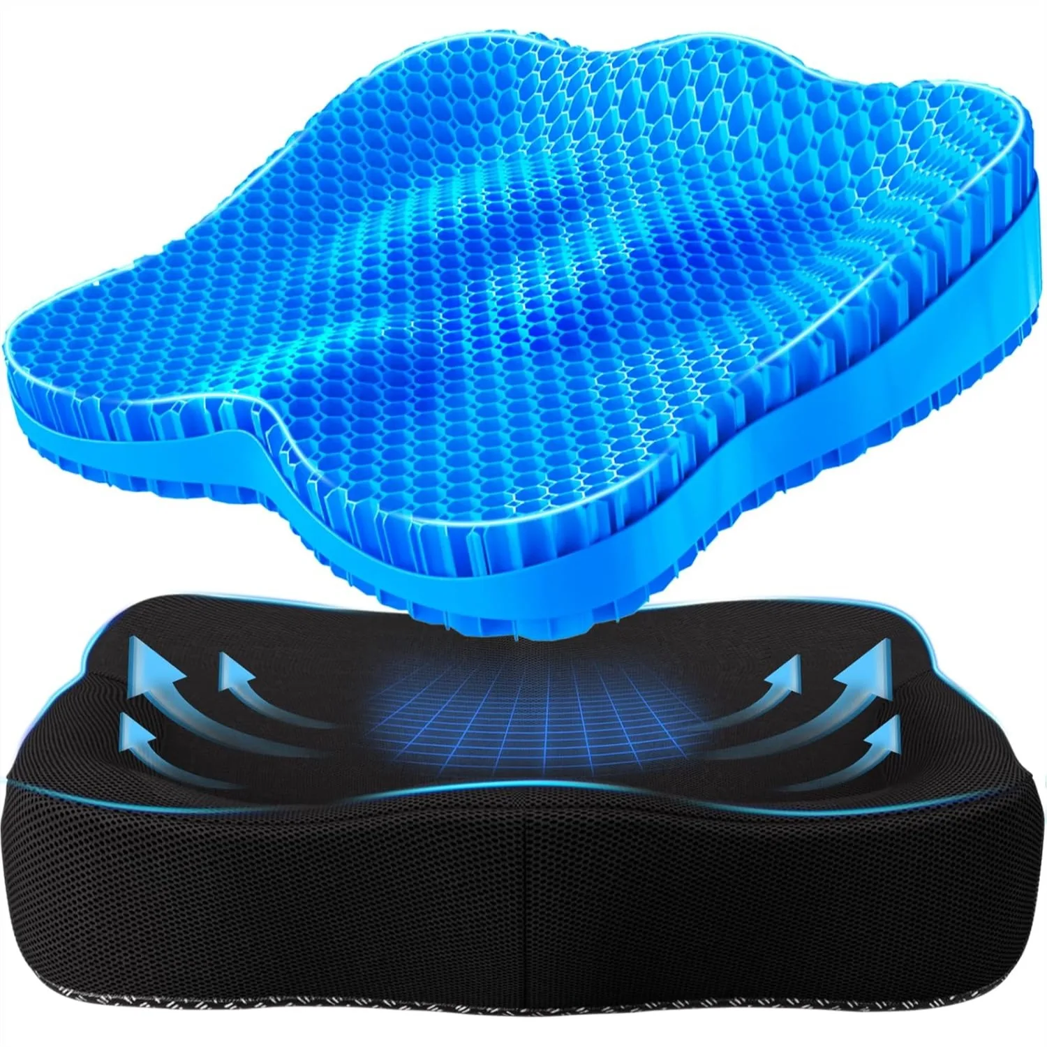 

Gel Seat Cushion for Long Sitting, Thick Office Chair Pad Relieves Tailbone & Hip Pain, Egg Cushion for Car Home Travel