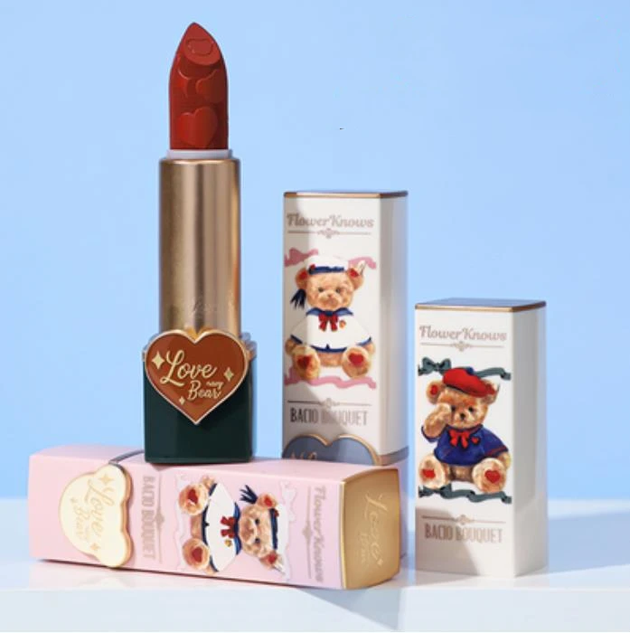 Flower Knows Love Bear Series Matte Forest / Moisturizing Lipstick Silky Smooth Renewal Lip Makeup Natural Women Beauty