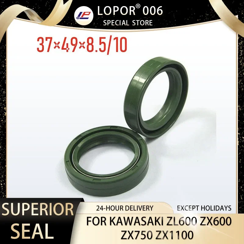 

37*49*8.5/10 Motorcycle Front Fork Damper Oil Seals Set For KAWASAKI ZL600 ZX600 ZX750 ZX1100