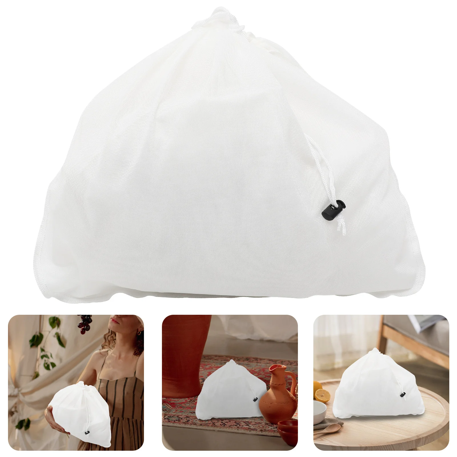 

Large Mesh Straining Bag For Juice Wine Brewing Food Grade Filter Pouch Drawstring Reusable Cold Brew Nut Milk Bag