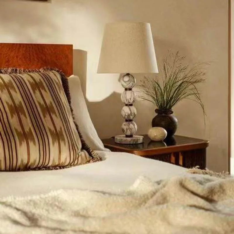100% Natural Marble Table Lamp, French Wabi Sabi Style for Villas, Bedroom