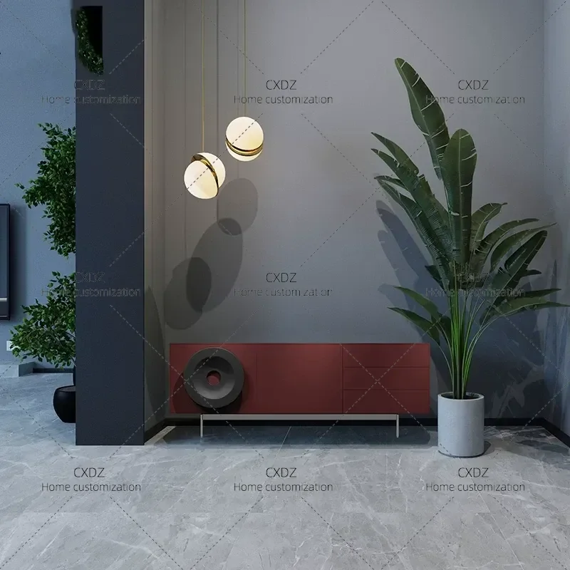 Minimalist TV Cabinet Modern Simple Audio Visual Console Living Room Wall Mounted Storage Unit Decorative Media Stand