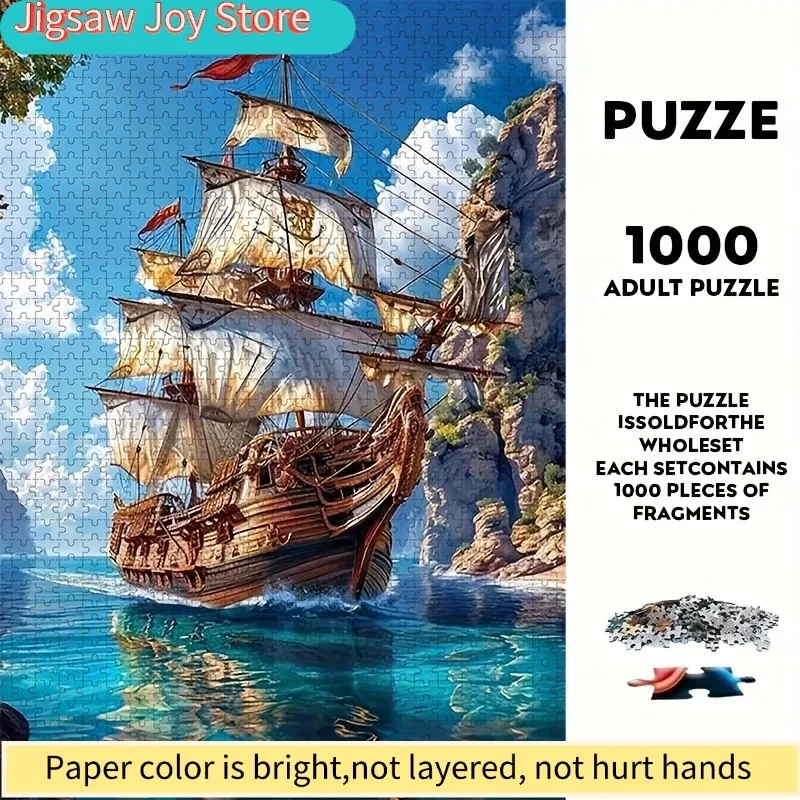 

2026 New Large Jigsaw Puzzle Set - Pirate Ship Theme, Frameless Design, Suitable for Family DIY Decoration and Interactive Ed