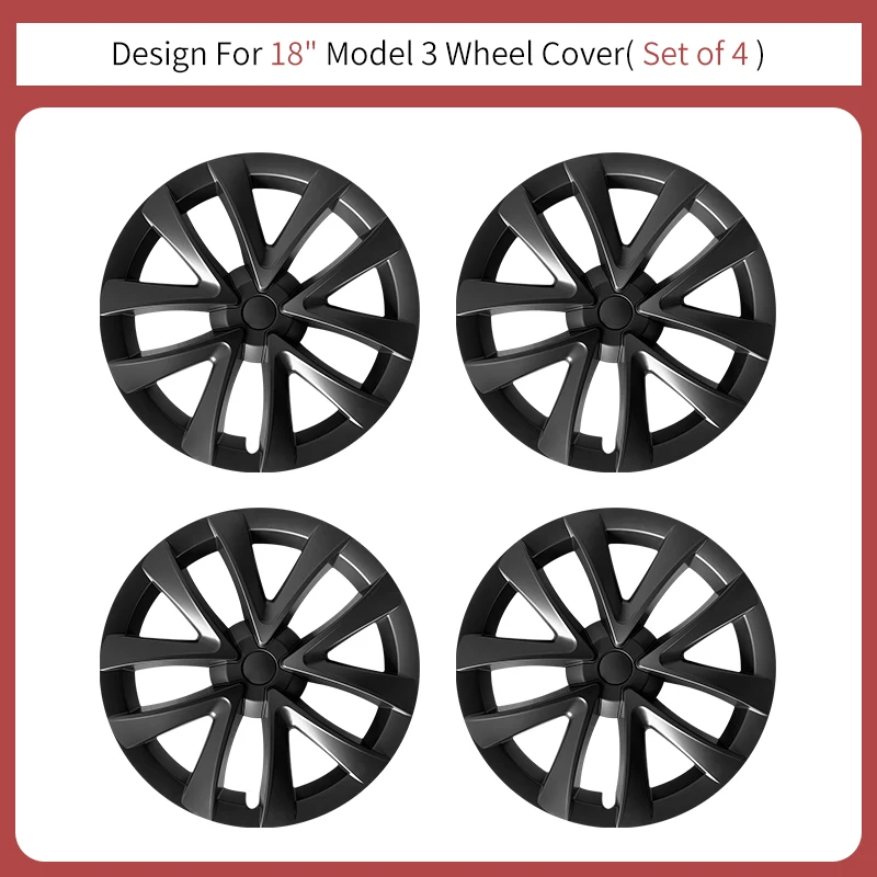 Ontwerp voor Tesla Model 3 (2017-2023) 18 inch Arachnid Style wieldop wieldoppen set van 4 (niet compatibel met Model 3 Highland)