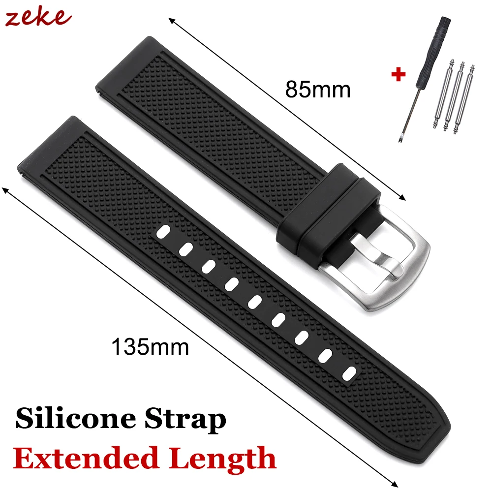 

22mm Silicone Watch Band Universal Extended Length Straps Quick Release Rubber Pin Buckle Bracelet Belt Accessories for Seiko