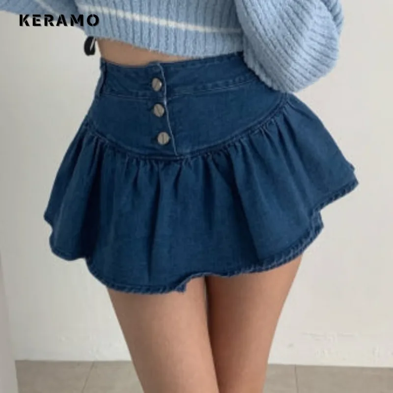 

E-Girl Y2K Sheath High Waist Shoujo Shorts Skirts 2025 Spring Women's Slim Fit Hotsweet Sexy Style Hotsweet Harajuku Denim Skirt