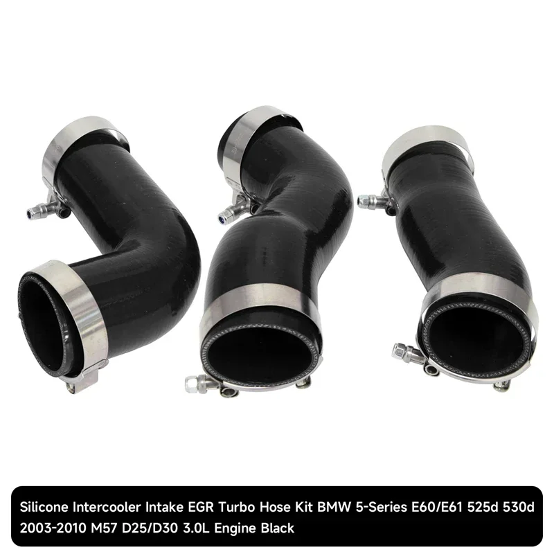 Silicone Intercooler Turbo Pipe Hose W/ T-Clamps Kit Fits For BMW E60 E61 530d 525d