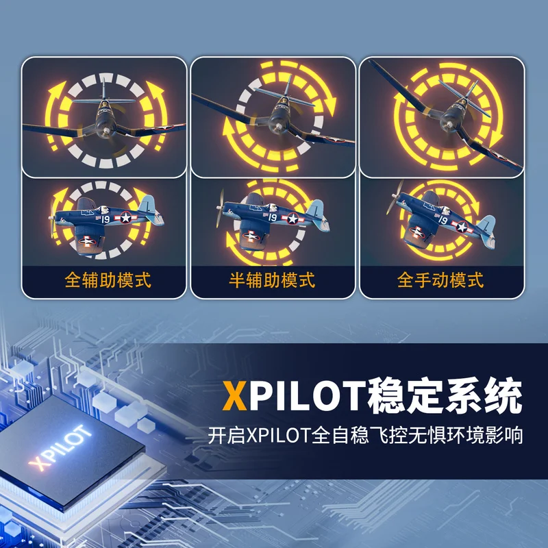 Simulatie van Orlans borstelloze motor WWII Model F4U Pirate Fighter Vaste vleugel Vierweg RC op afstand bestuurbare vliegtuigen