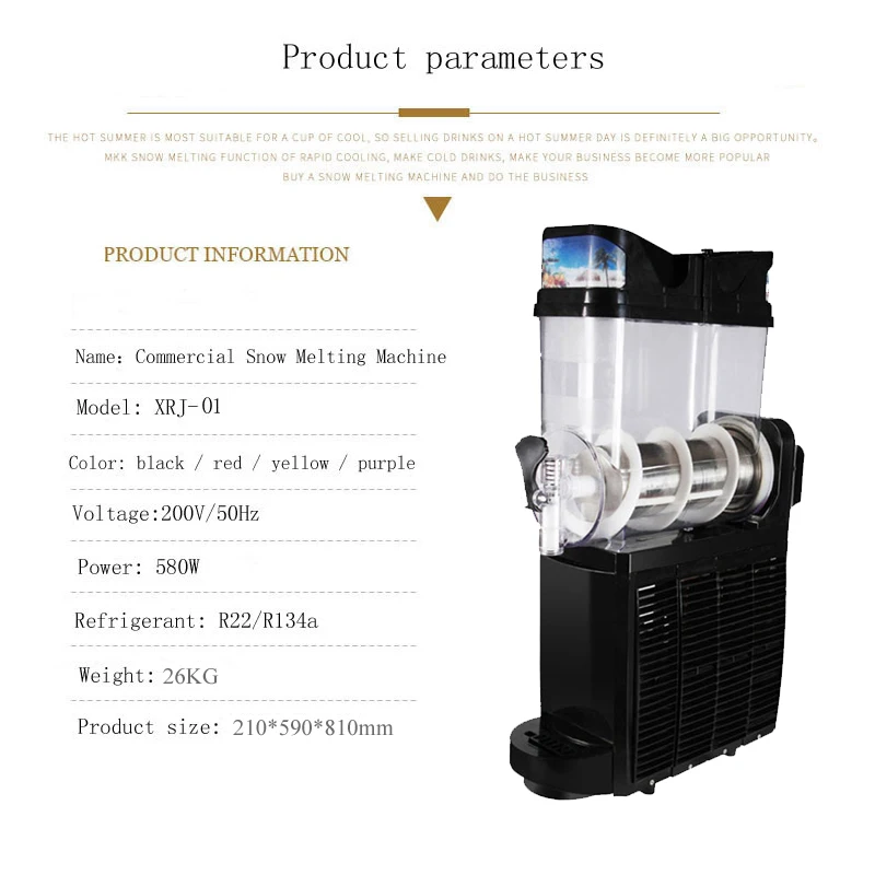 Double Tank Slushy Machine Frozen Drink Smoothie Dispenser Commercial Cafe Use Snow Melting Machine