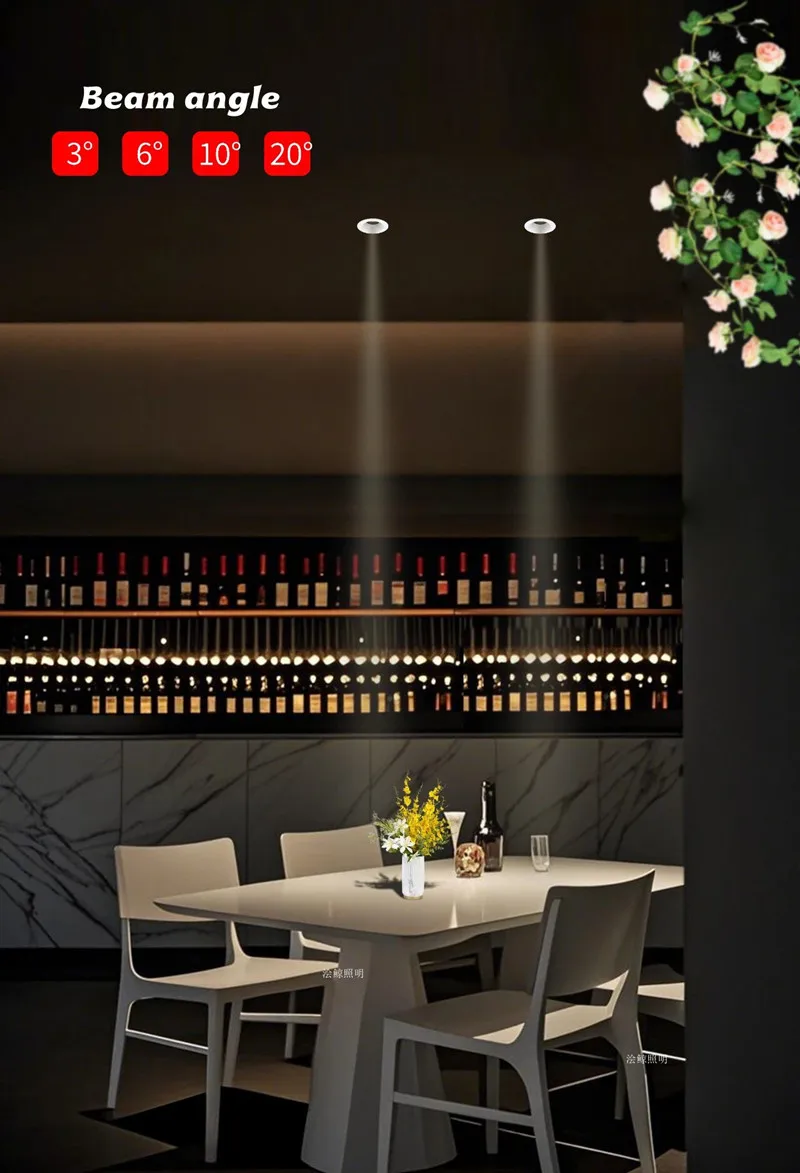 

Встроенный точечный светильник с маленькими углами 3. ° , 5 ° , 6 ° , 10 ° , 20 ° , дугообразный потолочный светильник для гостиных, гостиниц, вилл и коридоров.