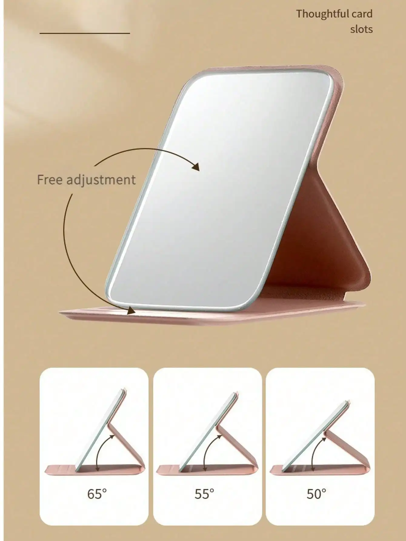 1PC ポータブル折りたたみ式旅行化粧鏡旅行必需品簡単に収納できるミニミラー化粧バッグ必需品