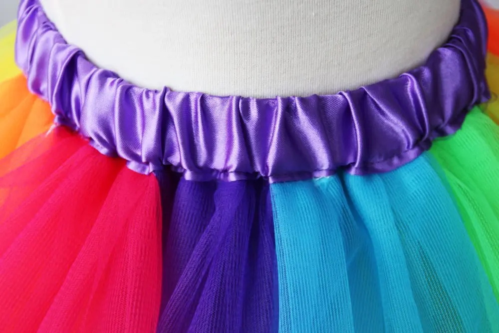 Hot Kids Lovely Handmade Colorful Tutu Skirt Girls Rainbow Tulle Tutu Pettiskirt Dance Bubble Skirt2-9T