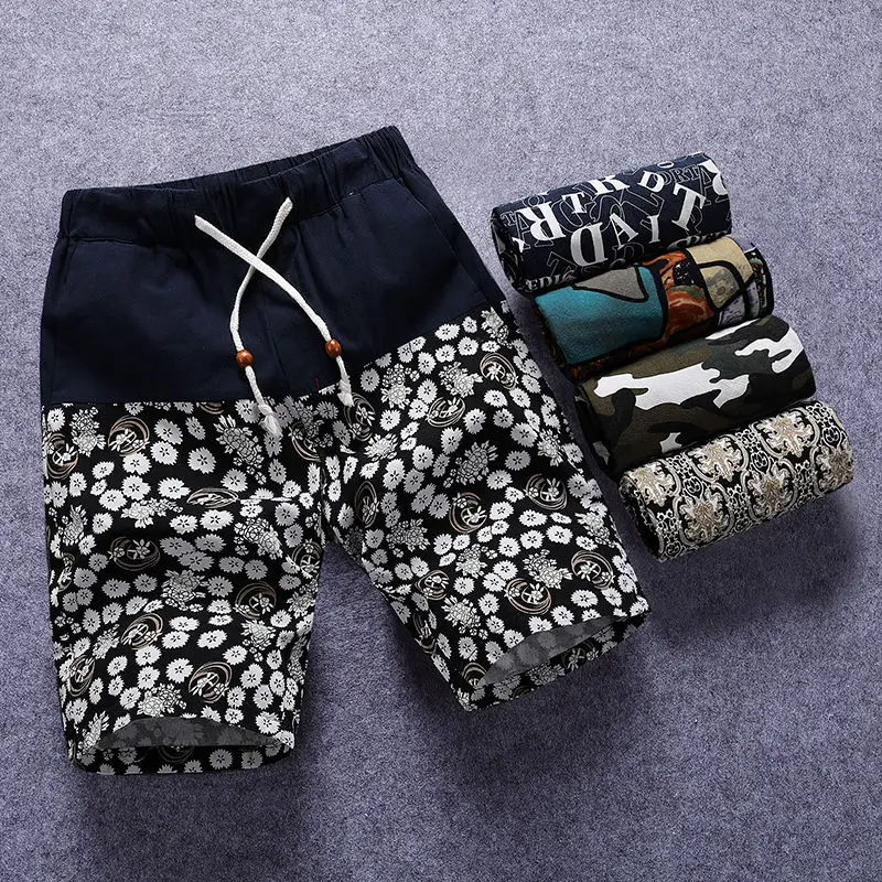 Elegant Fashion Harajuku Slim Fit Ropa Hombre Loose Sport All Match Casual Shorts Printed Pockets Straight Cylinder Trousers