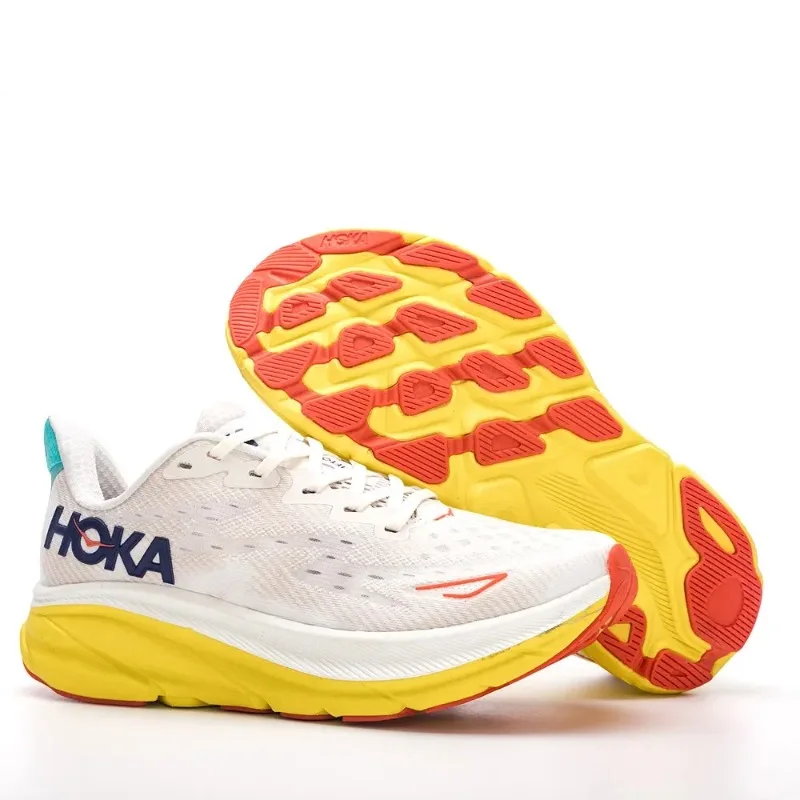 Hoka One One Clifton 9 Beige Amarillo Malla Transpirable Hombres Mujeres Zapatos para correr casuales Zapatillas deportivas unisex 1127895 -EPFR