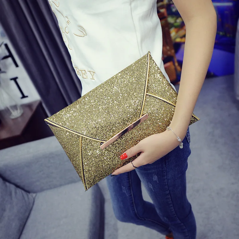 

New fashionable elegant sequined envelope clutch bag for evening parties mobile phone makeup bag Envelope Bags Clutch Bags C048